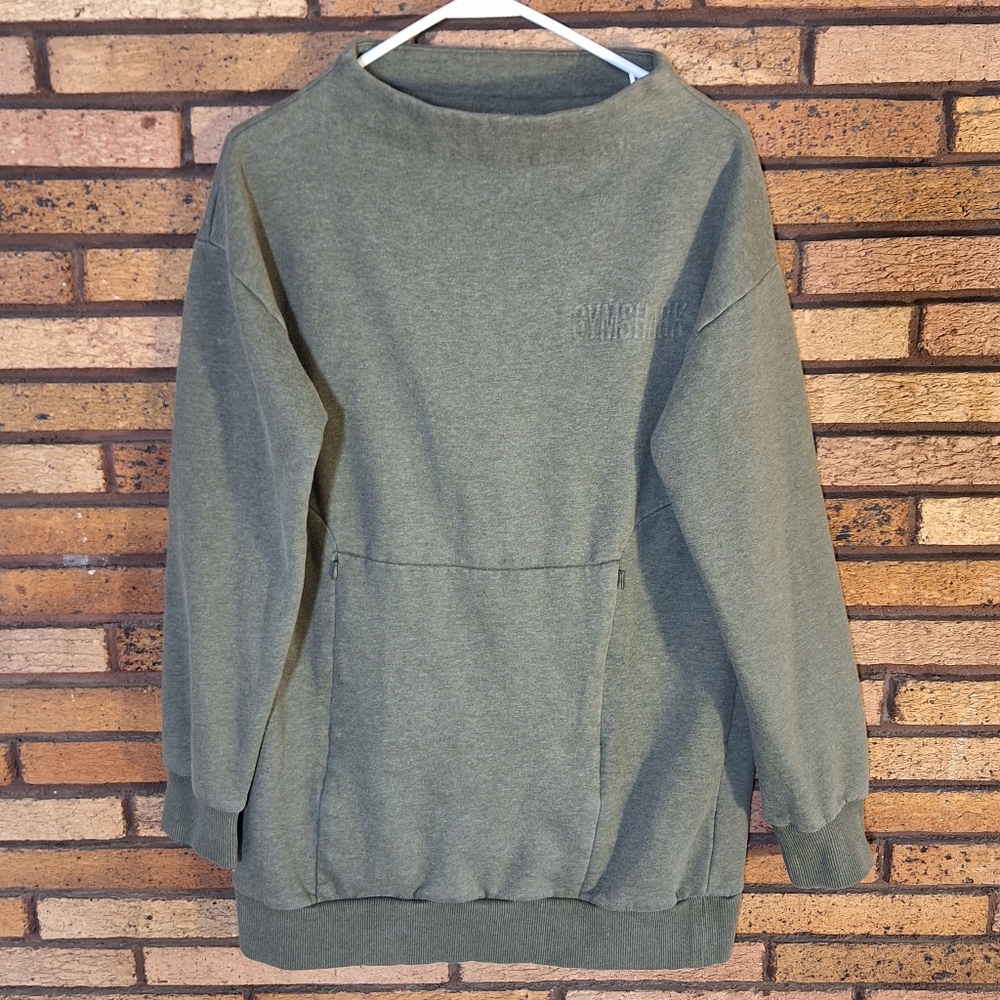 Gymshark Medium Mock Neck Green Long Sweatshirt